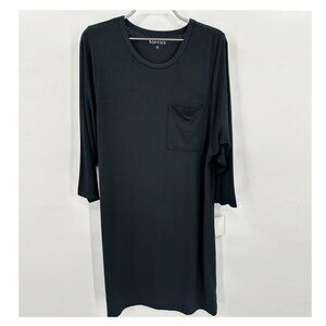 Softies Cam 36" 3/4 Sleeve Pocket Sleep Shirt size S Black Night Gown NWT